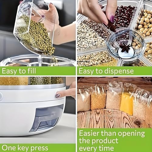 Rotating Grain Storage Bin 6 Grids Rice Container One