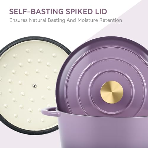 6 Quart Enameled Dutch Oven Pot with Lid (6 QT / Purple)