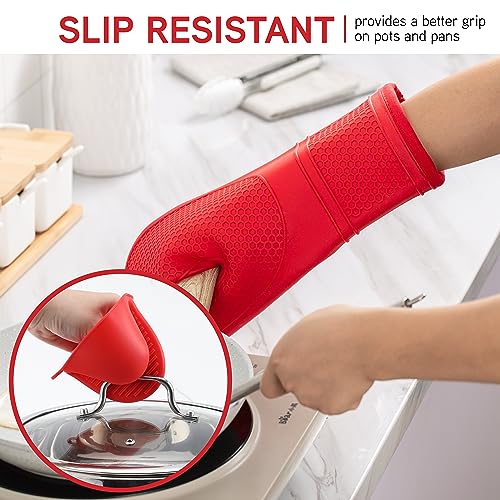 Silicone Oven Mitts (Red / Mitt Set)