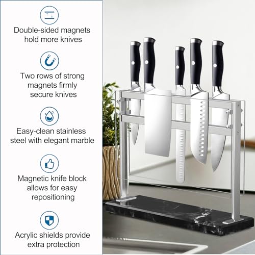 Magnetic Knife Block With Marble Base