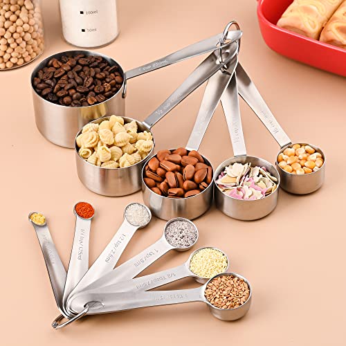Measuring Cups and Spoons Set 11 (B: 5cups+6spoons / Siliver)