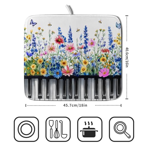 Microfiber Dish Drying Mat Absorbent Dish Rack Mat Kitchen Countertop Drainer Pad