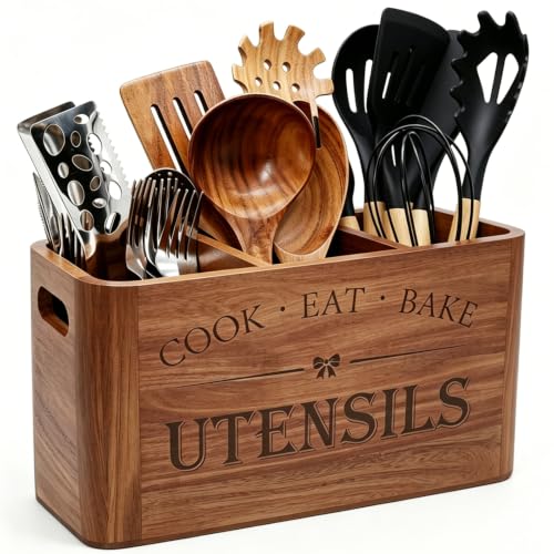 Wooden Kitchen Utensil Holder Organizer