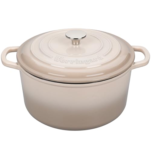 Enameled Cast Iron Dutch Oven Pot with Lid (6 QT / Latte)