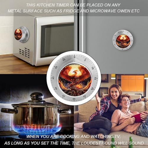 Phoenix with Red Flames Kitchen Timer Mechanical No (Style-2 / One Size)