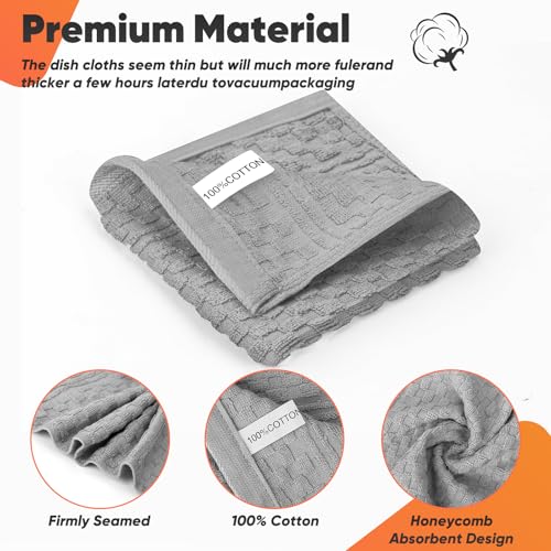 Oven Mitts Kitchen Towels and Dishcloths with Pot Holders Sets (Gray)