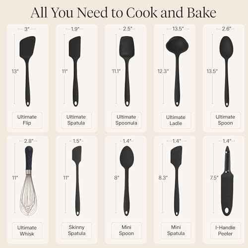10 Piece Silicone Ultimate Kitchen Utensils Set (Black / 10 - Piece Set)