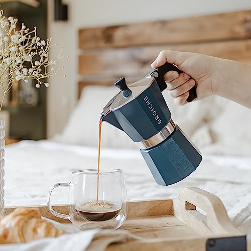 Milano Stovetop Espresso Maker Moka Pot 3 espresso Cup (3 espresso cups / Blue)