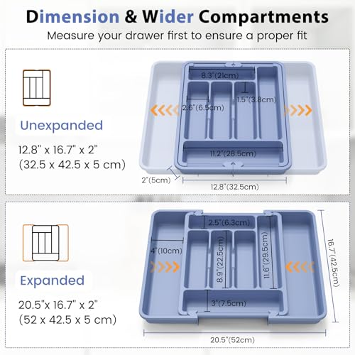 Large Silverware Organizer for Kitchen Drawer & Utensils