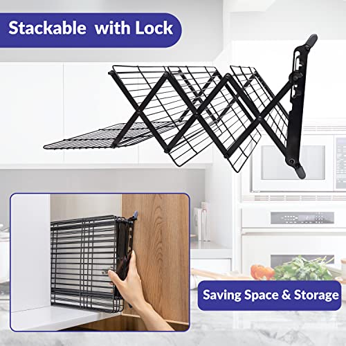 2/3/4-Tier Upgraded Collapsible Cooling Rack with Adjustable 3 Setting Design Stackable Roasting Cooking and Baking Wire Racks for Cookies, Bread, Cake Baking Gifts for Women