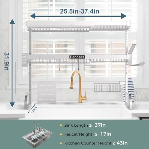 Over The Sink Dish Drying Rack (Silver)
