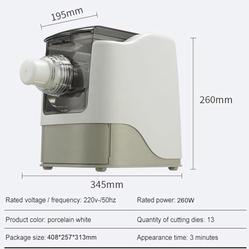 Electric Home Pasta Machine 260W Fully Automatic Noodle Pasta Maker Making Machine Pasta Extruder with 13 Noodle Molds