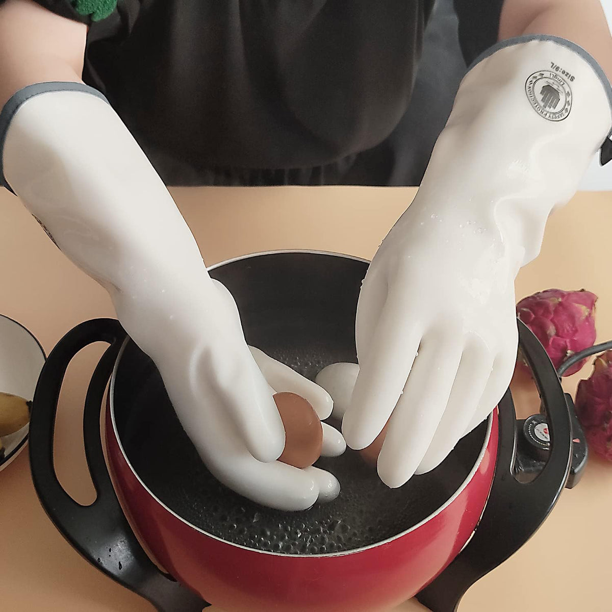 Silicone Oven Gloves (White Standard / 8/M)