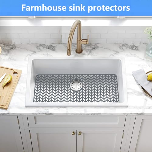 Sink Protectors for Kitchen Sink 30"x16"Rear Silicone Sink Mat (30"x16" Rear / Gray)
