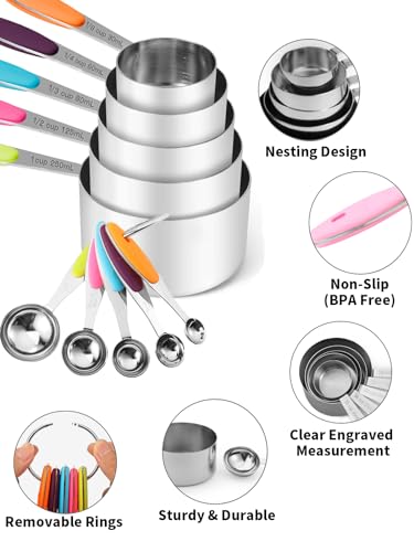 Measuring Cups and Spoons Set 304 Stainless Steel 10