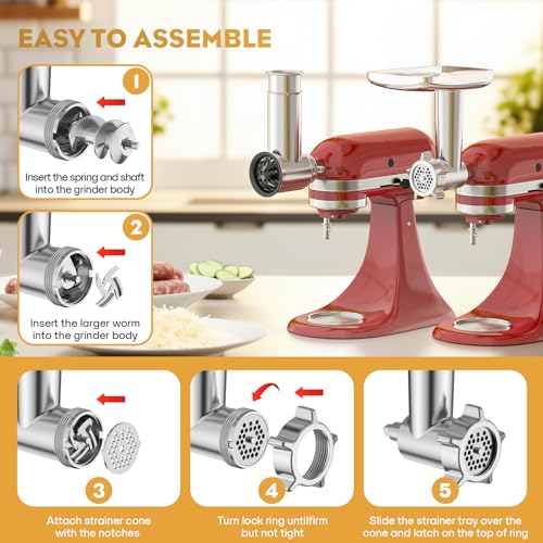 Meat Grinder & Stainless Steel Cheese Grater Attachment