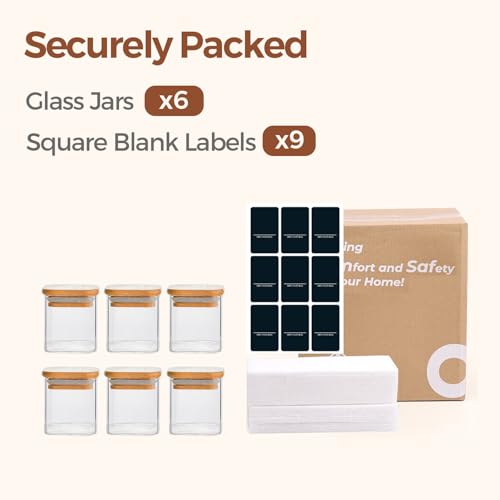 Square Glass Spice Jars with Labels