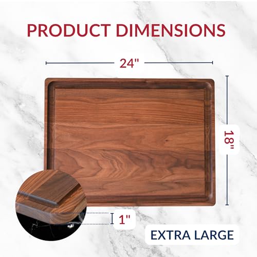 Made in USA Extra Large Walnut Wood Cutting Board (18"L x 24"W)