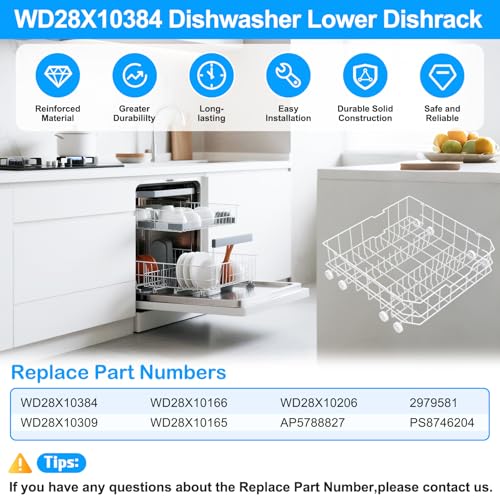 WD28X10384 WD28X10309 Dishwasher Lower Rack Compatible with GE Dishwasher Rack Replacement Parts