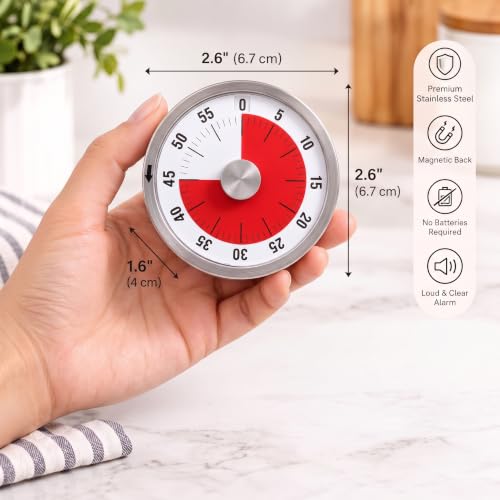 Visual Kitchen Timer for Cooking and Kids with Loud Alarm