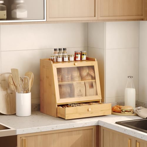Bread Box Bread Box for Kitchen Countertop (Natural)