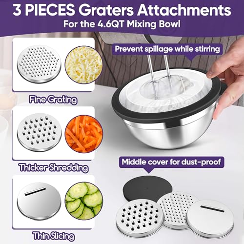 5 Piece Mixing Bowls with Visible Lids (Black / 4.6, 3.5, 2.5, 2, 1.5QT)