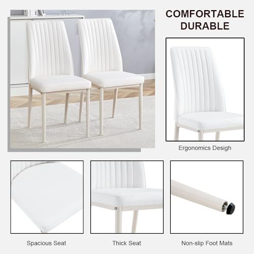 Modern Dining Chairs PU Leather Kitchen Chairs Set with Metal Legs Armless Upholstered Chair for Dinner Room