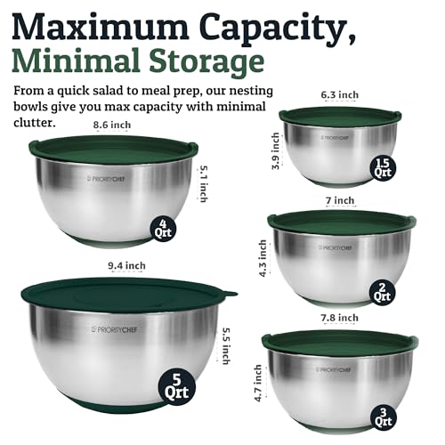 28pc Stainless Steel Mixing Bowls with Lids Set (Utensils - Green)