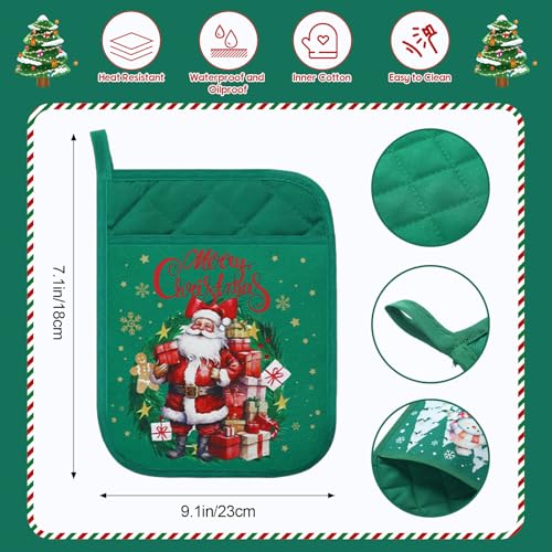 12 Pcs Christmas Silicone Spatulas Pot Holders Set Heat Resistant Pot Holders with Pocket Baking Gifts for Christmas Gift Party Supplies (Vibrant Christmas Style)