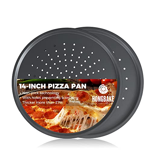 Non Stick Carbon Steel Pizza Pan Set of 2 with Holes Grey