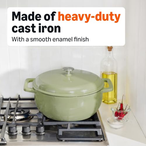 Enameled Cast Iron Dutch Oven Pot With Lid (6.0 Qt / Olive)