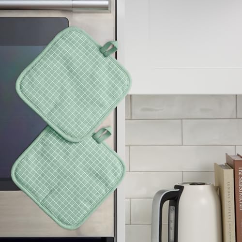 Gourmet Series Gridlines Pot Holders 2 (Pistachio Green)