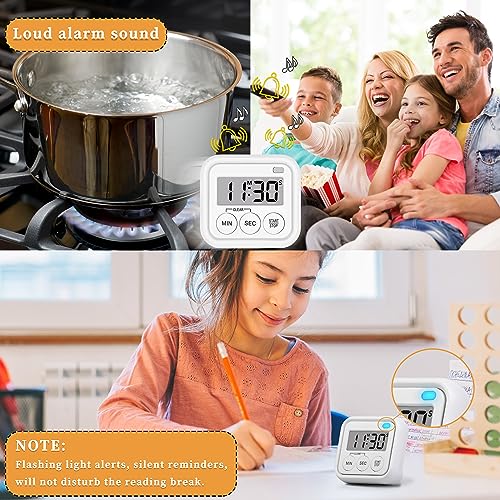 Timer Kitchen Timers for Cooking Classroom Timer for Kids Teachers Digital Magnetic Timers 2 Pack (White)