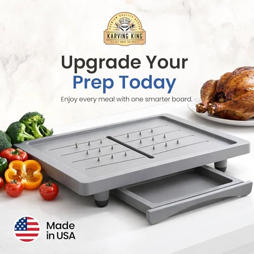 Large Cutting Board for Meat with Juice Groove (Red / 15.4"L x 10.4"W)