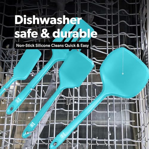 DI ORO Silicone Turner Spatula Set (Teal)