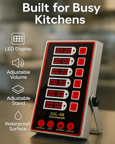 Commercial 6 Channels Digital Kitchen Timer (6 Channel)