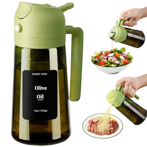 Olive Oil Dispenser and Oil Sprayer (Green / 1 Pack)