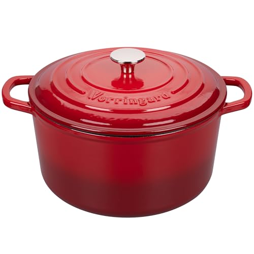 Enameled Cast Iron Dutch Oven Pot with Lid (4.5 QT / Red)