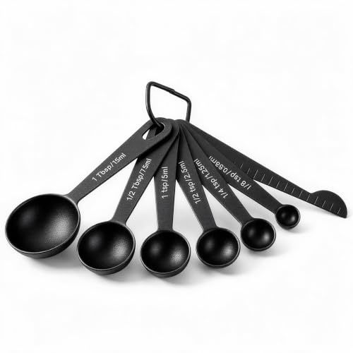 7 Piece Measuring Spoons Set (Black / Spoons of 7)