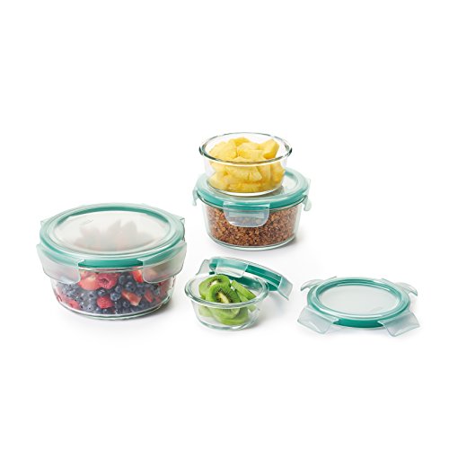 Good Grips 8 Piece Smart Seal Airtight Glass Round Container Set (Teal / 8 Piece Round Glass Set)