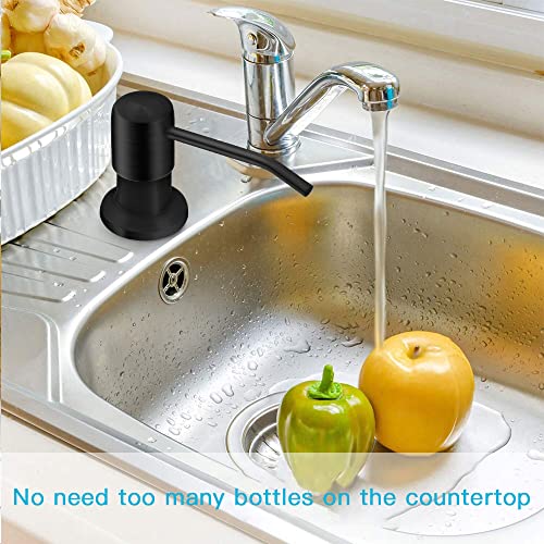 Fast Delivey) OHiHi Dish Soap Dispenser for Kitchen Sink (Brushed Nickel), Countertop Water Pump with 47” No-spill Extension Tube Kit Design For Kitchen Bathroom, Refill from the Top, No More Refills