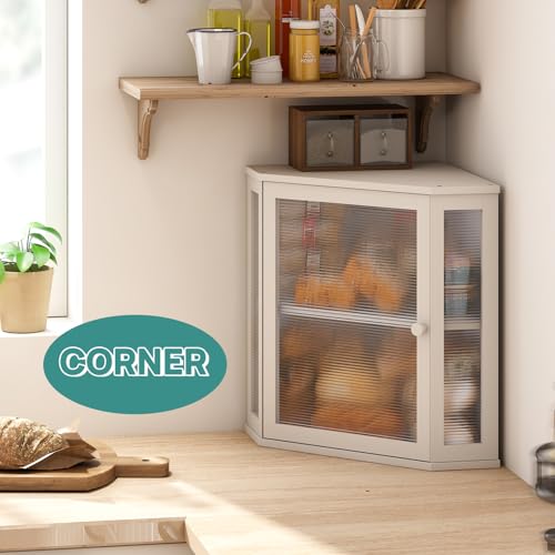 Corner Bread Box for Kitchen Counter (White / Extra Large)