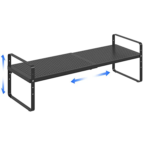 Expandable Cabinet Shelf Organizer Adjustable Metal Spice Rack Stackable Freestanding Counter Storage Shelves for Kitchen Cabinet Under Sink Office Desk