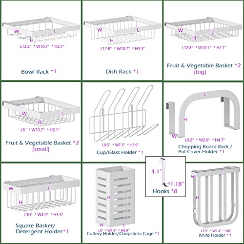 Over Sink Dish Drying Rack Stainless Steel (White / 3Tier - Standard(34"-46"))