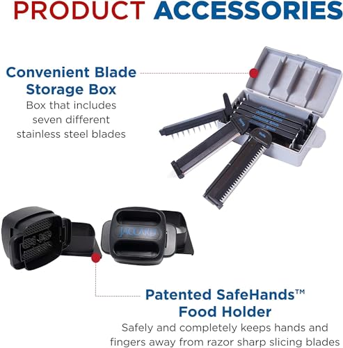 ABS SafeHands Mandolin Slicer with Seven Interchangeable Blade Cartridges (Full Size)