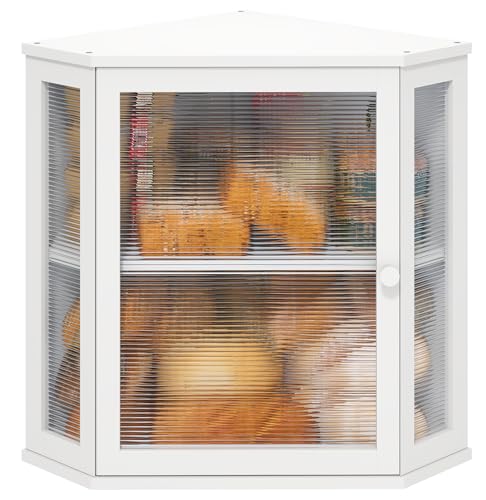 Corner Bread Box for Kitchen Counter (White / Extra Large)