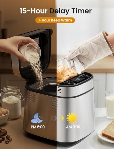 2026 Upgraded 2.5LB Bread Maker with Built (Milk White)