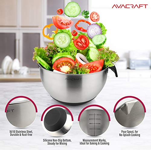 18 10 Stainless Steel Mixing Bowl Set with Lids (Black)