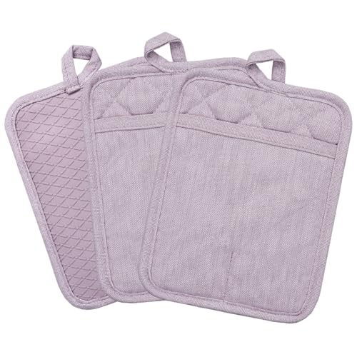 Pot Holders Set of 3 Non Slip Silicone Kitchen Lines Heat Resistant 500℉ Kitchen Gloves BBQ Cooking Baking Cooking Barbecue Microwave Machine Washable…