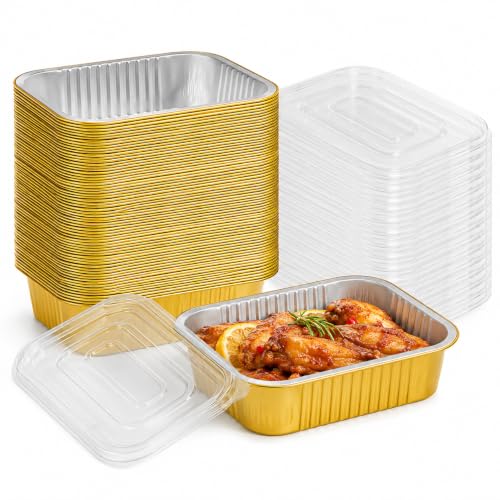 Aluminum Pans with Lids Heavy Duty Tin Foil Food Containers with Lids